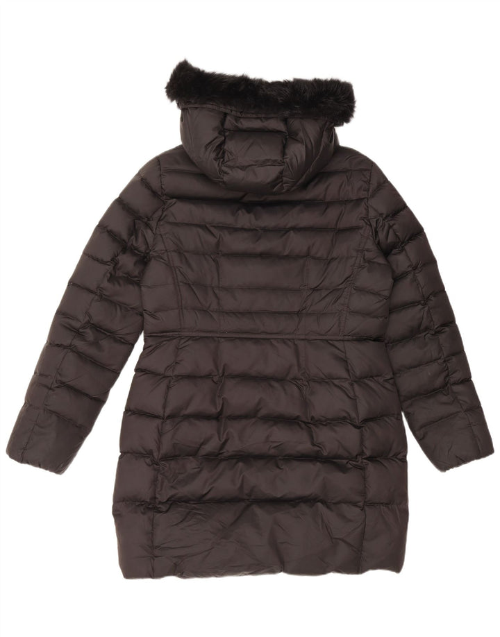 MASSIMO DUTTI Womens Hooded Padded Coat UK 16 Large Black Polyester