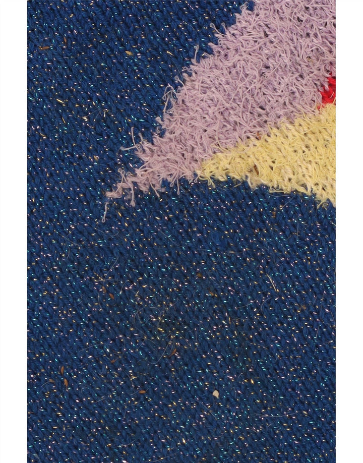 VINTAGE suéter de jersey de cuello de tortuga para mujer Reino Unido 14 bloque de color azul grande