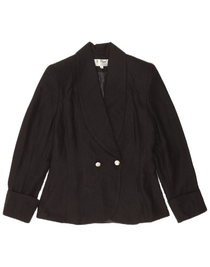 Vintage mujer chaqueta blazer de doble pecho IT 42 rayas negras medianas