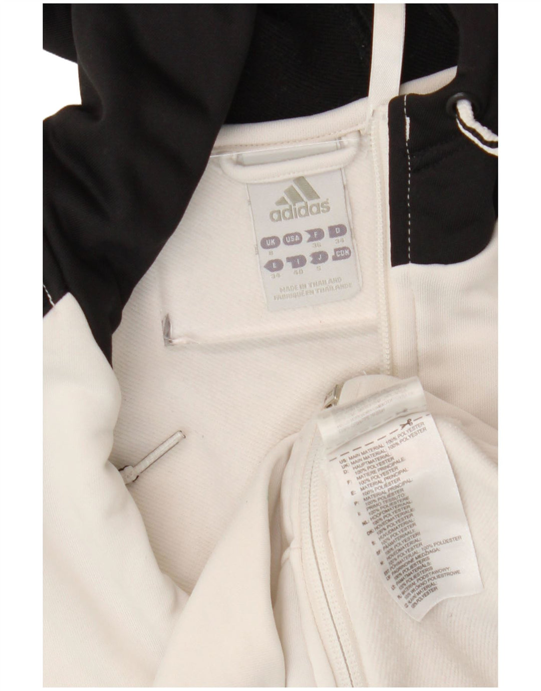 Adidas Sudadera con capucha y cremallera para mujer UK 8 Small White Colourblock Poliéster