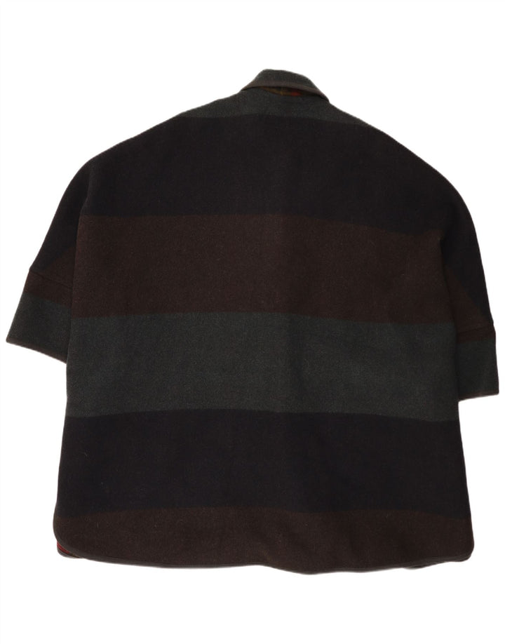 Vintage mujer Poncho abrigo un tamaño multicolor lana a rayas