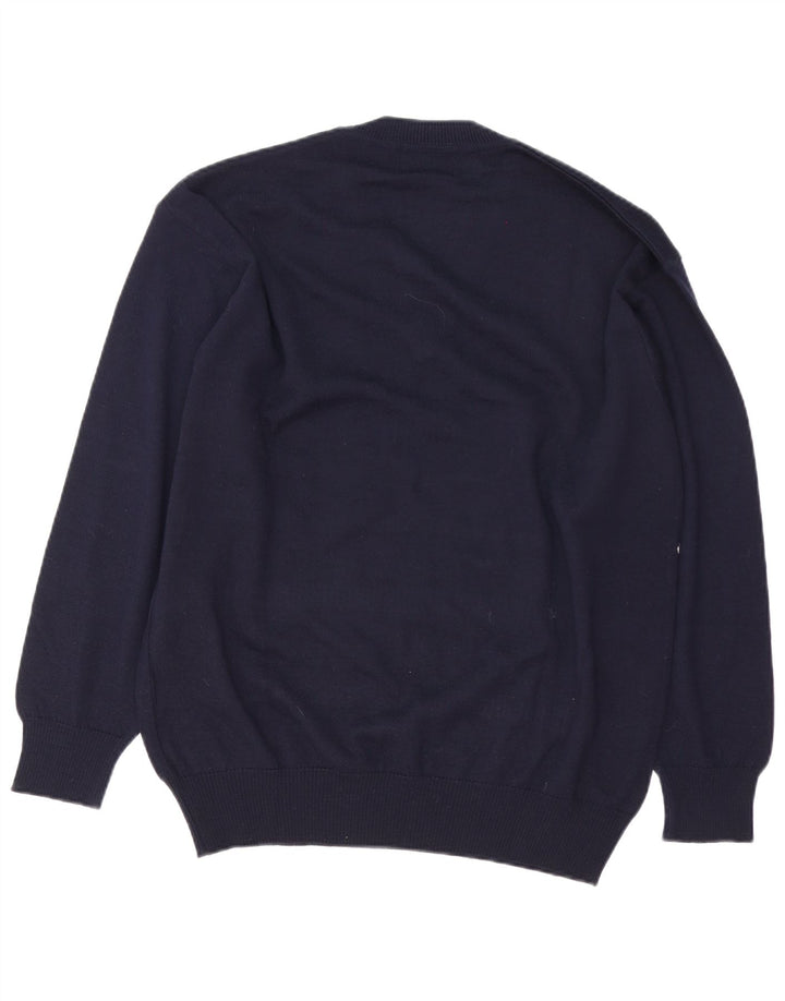 Settebello Jersey con cuello en V para hombre, talla grande, color azul marino, Fair Isle