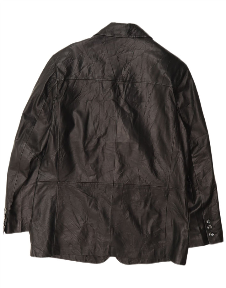 Fratelli Rossetti Chaqueta Blazer de Cuero con 3 Botones para Hombre IT 50 Grande Negro