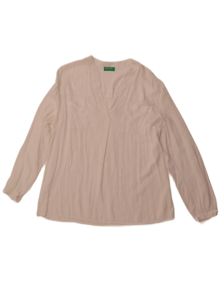 BENETTON Blusa de Manga Larga para Mujer UK 40 XL Blanco