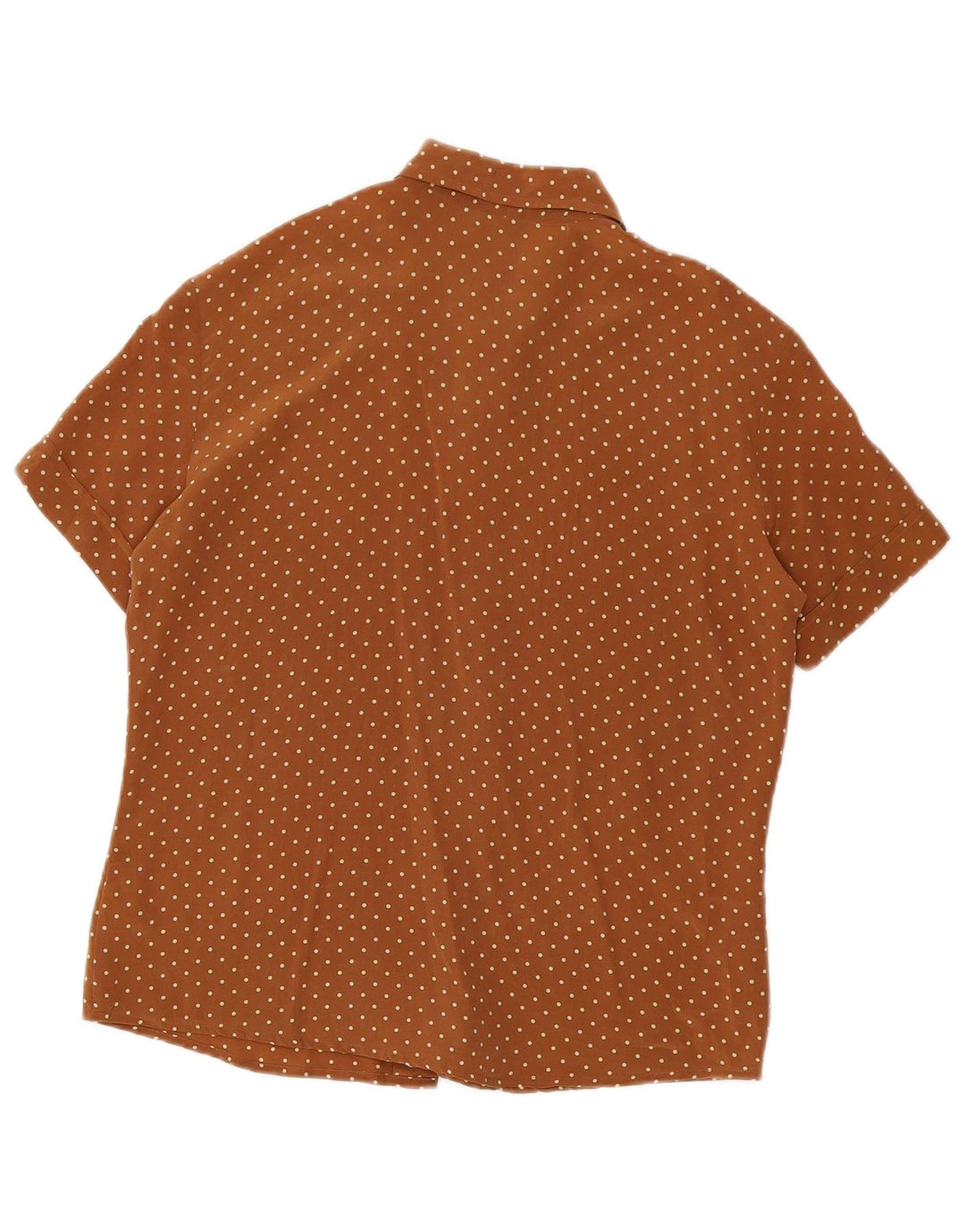 Benetton Blusa Camisera IT 46 Large Seda Marrón Moteada