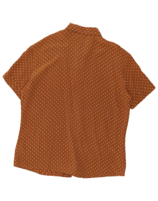 Benetton Blusa Camisera IT 46 Large Seda Marrón Moteada