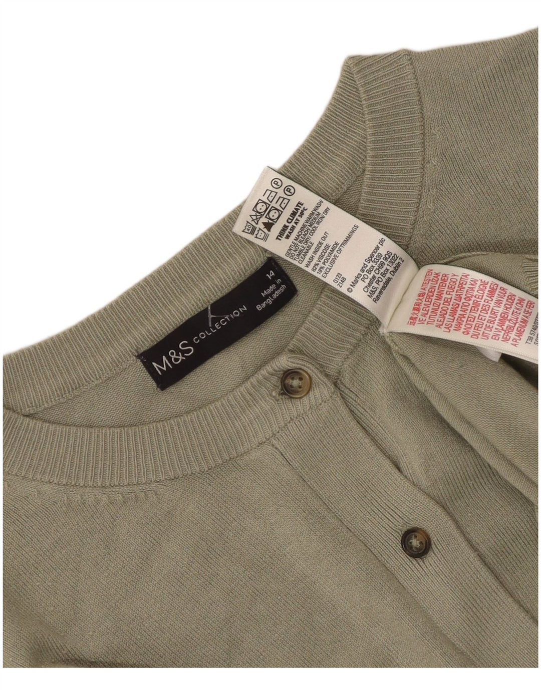 Marks & Spencer Suéter tipo cárdigan para mujer UK 44 Viscosa caqui mediana
