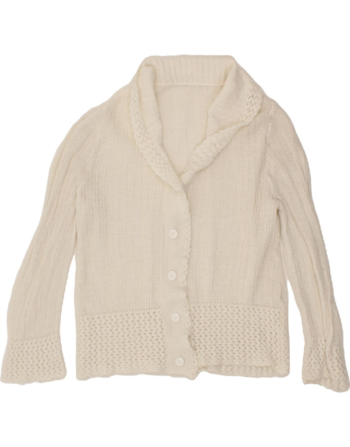 VINTAGE Womens Cardigan Sweater UK 16 Large White Vintage Vintage and Second-Hand Vintage from Messina Hembry 