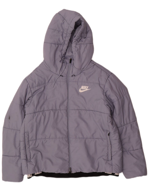 NIKE Chaqueta acolchada con capucha gráfica para mujer ES 40 XL Poliéster azul