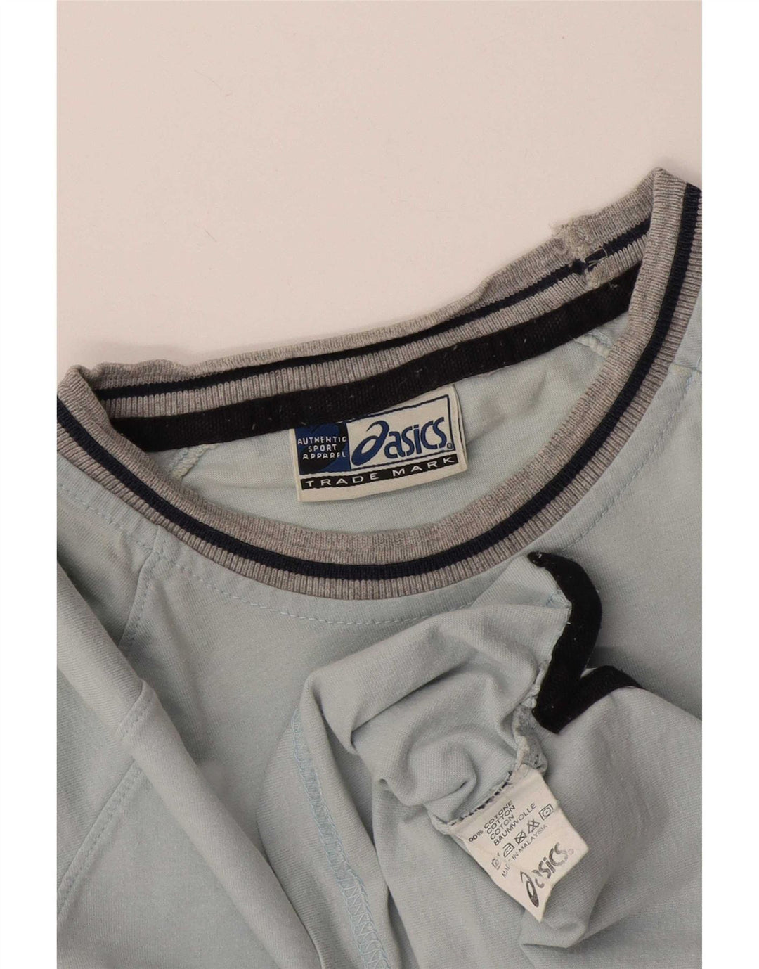 Asics Hombre Camiseta Top Small Azul Rayas Algodón