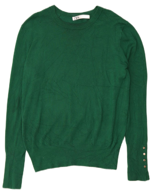Zara Mujer Jersey De Cuello Barco Jersey UK 40 XL Verde
