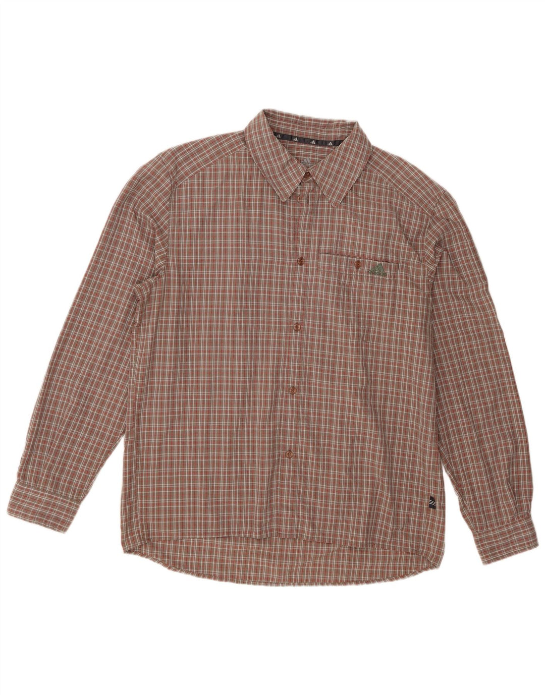 Adidas Mens Climalite Camisa Grande Marrón Cuadros