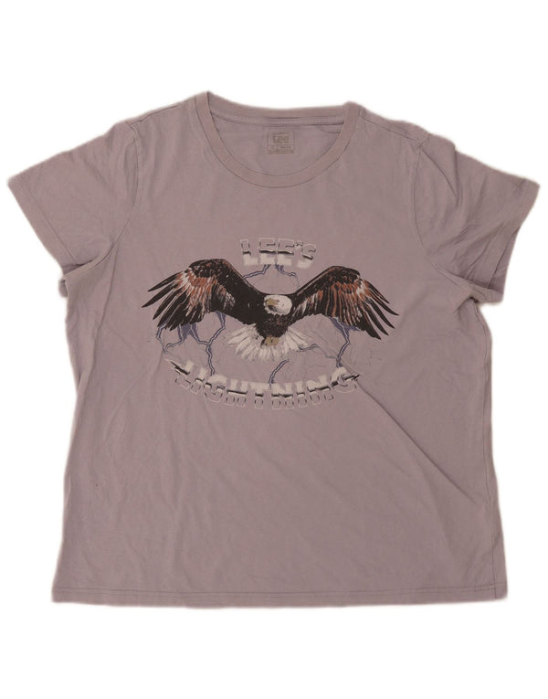 Lee Camiseta Estampada De Corte Regular para Hombre Top XL Algodón Púrpura