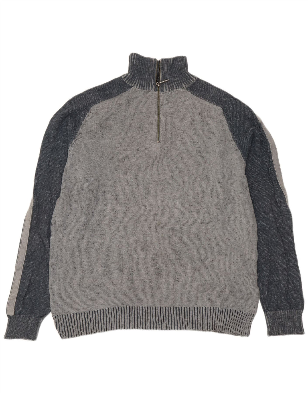 Calvin Klein Jeans Hombre Zip Neck Jumper Sweater Gris Medio Colorblock