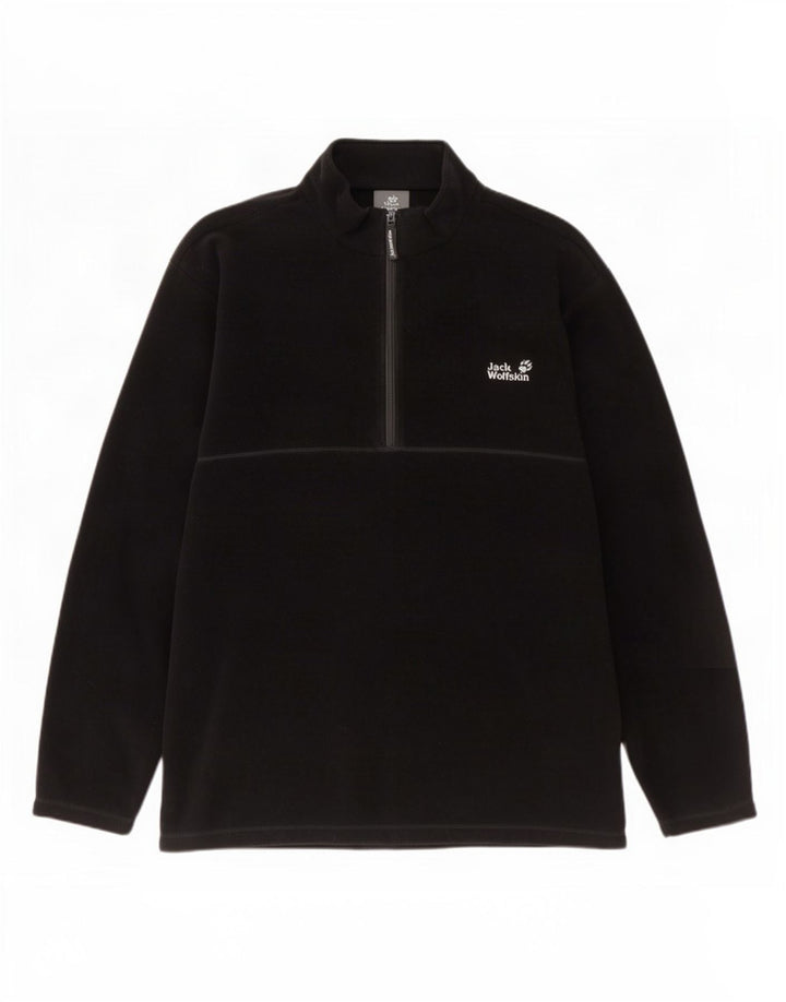 Jack Wolfskin Jersey polar con cremallera y cuello para hombre 2XL Poliéster negro