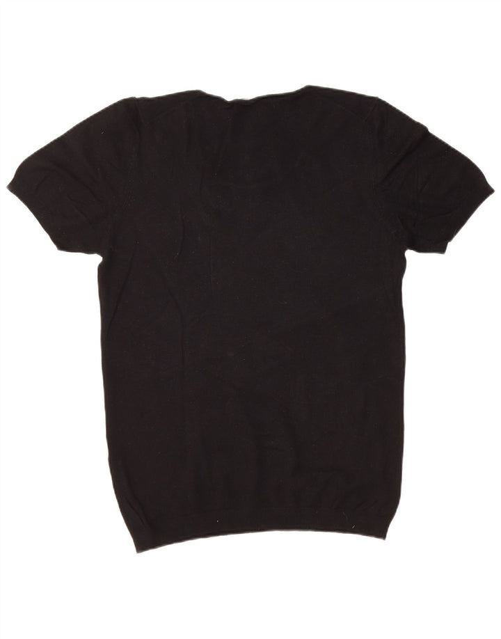 ZARA Hombre Jersey De Manga Corta Con Cuello Barco Medium Black