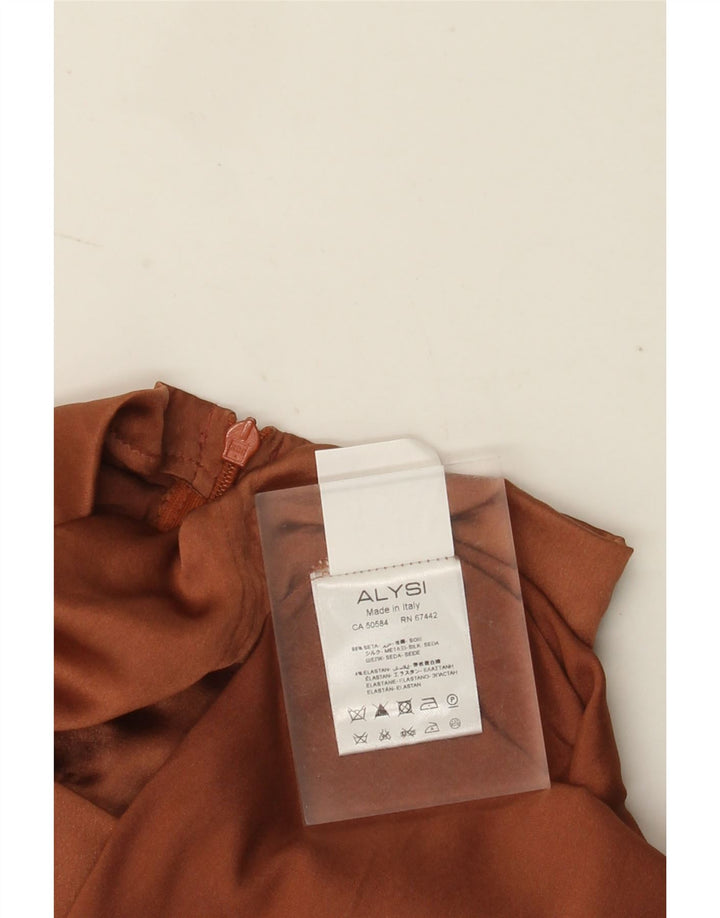 ALYSI Blusa de manga larga para mujer UK 10 Small Seda marrón