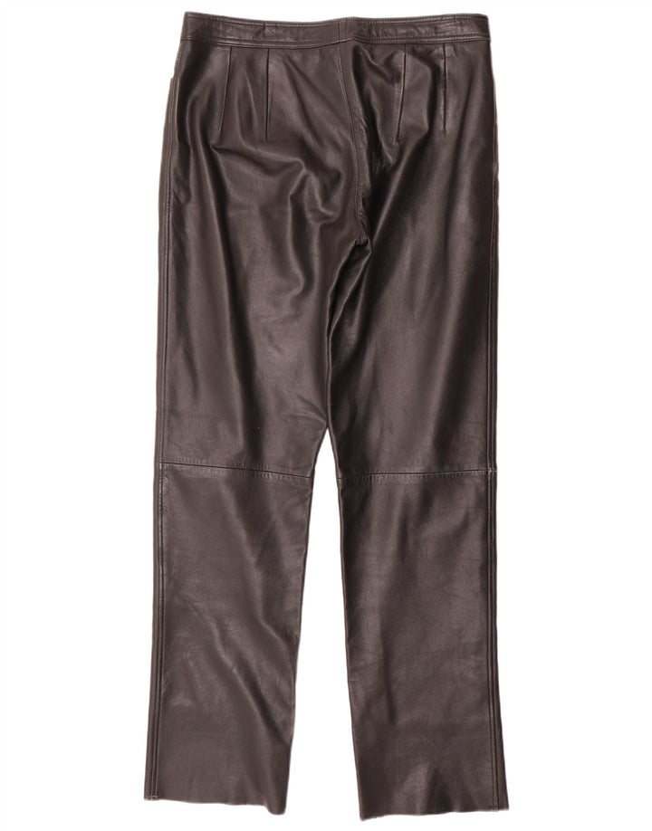 Maddox Pantalones rectos de cuero para mujer IT 44 Medium W32 L32 Negro