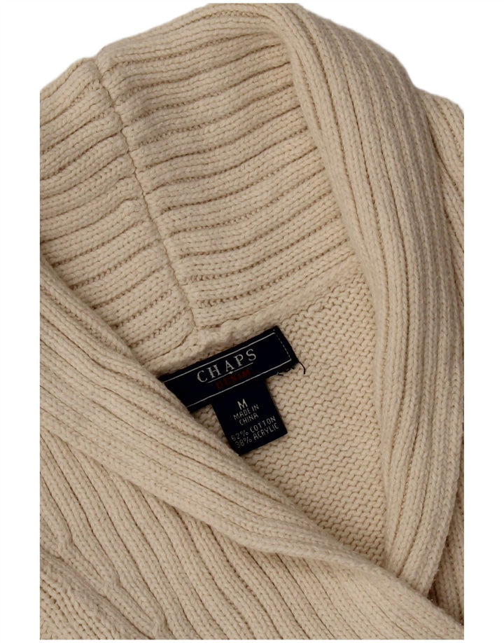 Chaps Suéter tipo jersey con cuello chal para mujer UK 14 Medium Off White Cotton