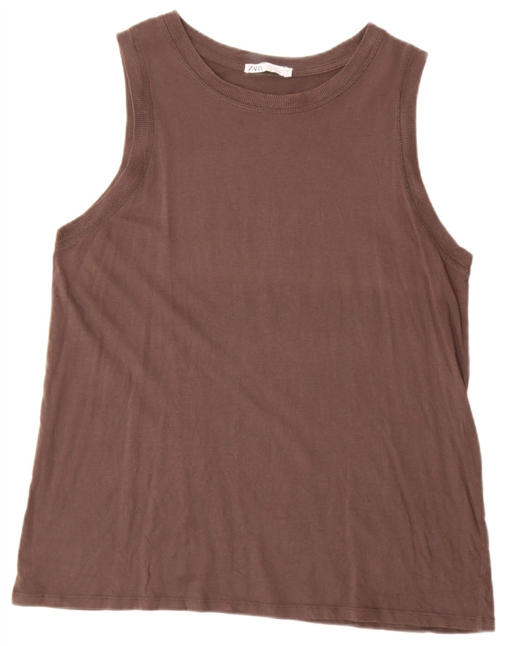 Zara Mujer Chaleco Top UK 44 Marrón Medio
