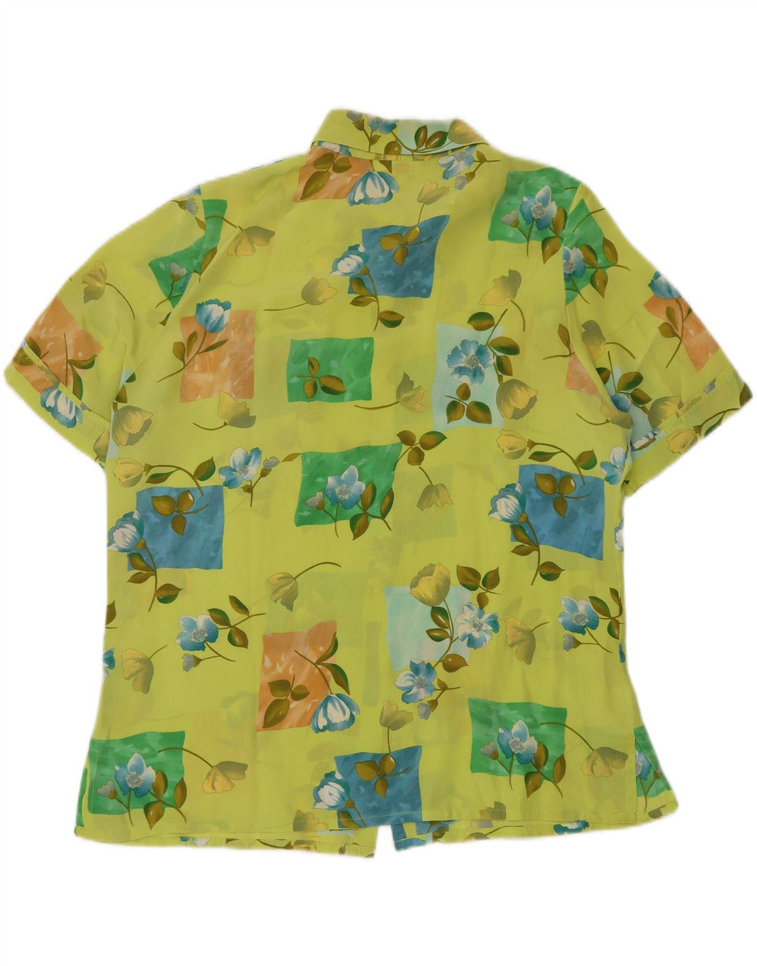 CHERIE Blusa de manga corta transparente para mujer IT 48 XL Verde Floral