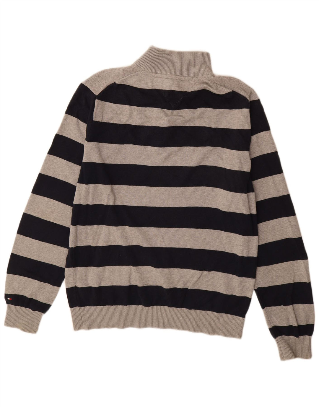 TOMMY HILFIGER Jersey con cuello y cremallera para hombre XL Algodón a rayas negro