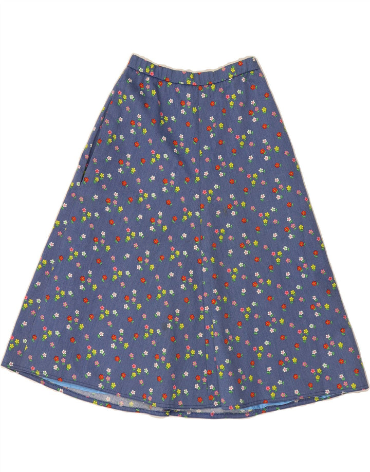 VINTAGE Womens A-Line Skirt W26 Small  Blue Floral Vintage Vintage and Second-Hand Vintage from Messina Hembry 