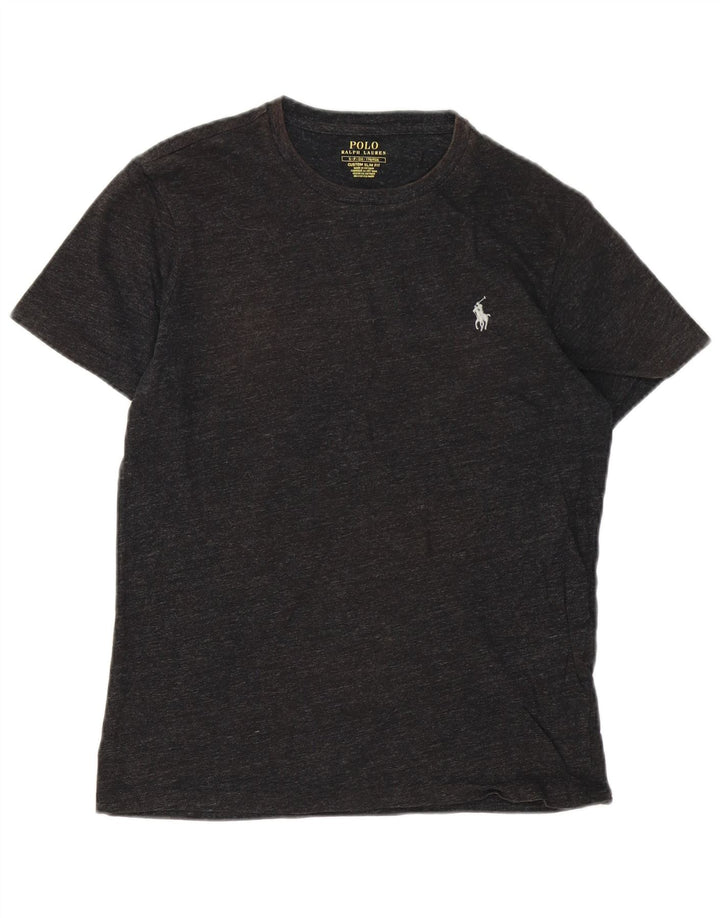 POLO RALPH LAUREN Camiseta ajustada personalizada para hombre Top pequeño gris moteado