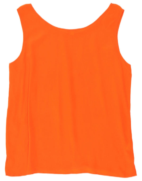 Vintage mujer blusa sin mangas Top Reino Unido 16 seda naranja grande