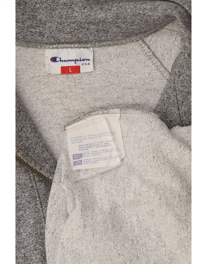 Champion Sudadera Con Cuello Y Cremallera Gráfica Para Hombre Jumper Large Gris Colorblock