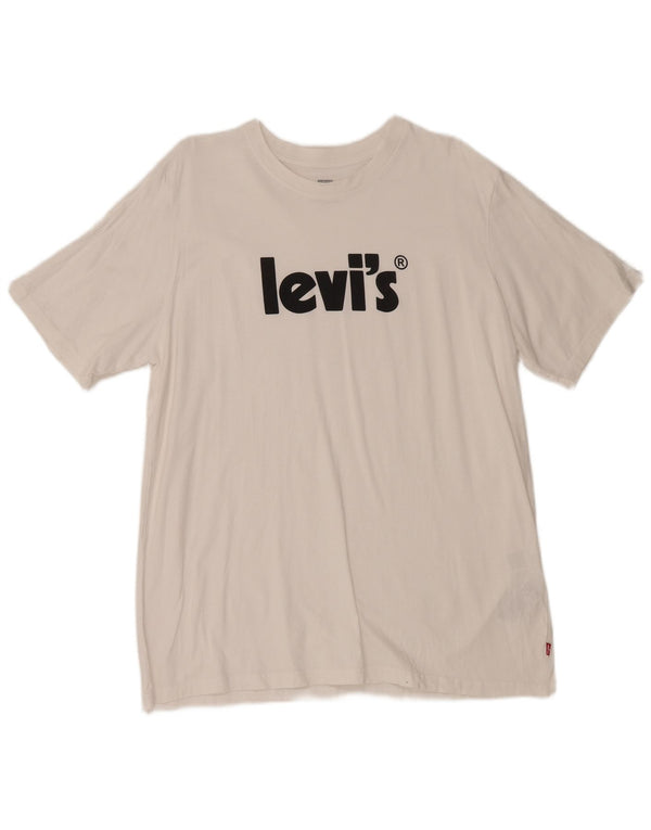 Levi's Camiseta gráfica de ajuste relajado para hombre Top grande de algodón blanco