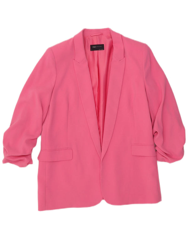 Marks & Spencer Chaqueta Blazer Abierta de Manga 3/4 para Mujer UK 40 Rosa Mediano