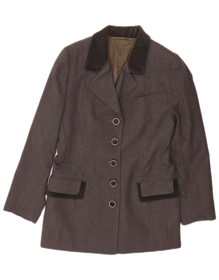 Vintage mujer 5 botones Blazer chaqueta Reino Unido 16 gris grande