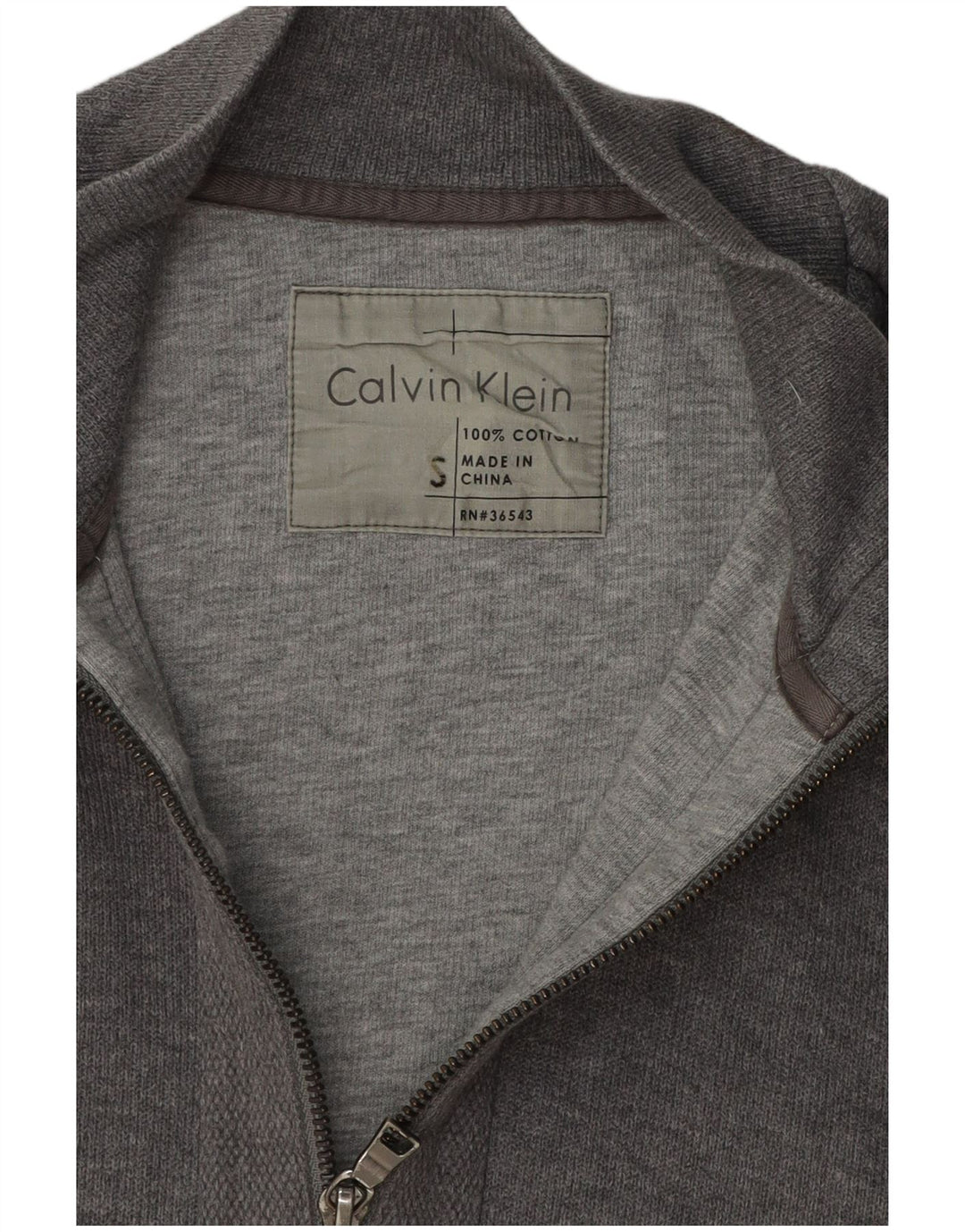 CALVIN KLEIN Mens Tracksuit Top Jacket Small Grey Cotton