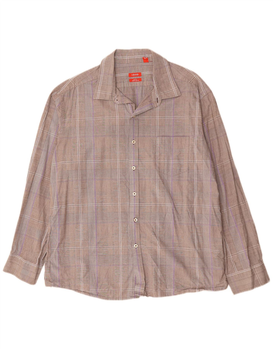 IZOD Camisa ajustada para hombre 2XL Algodón a cuadros gris