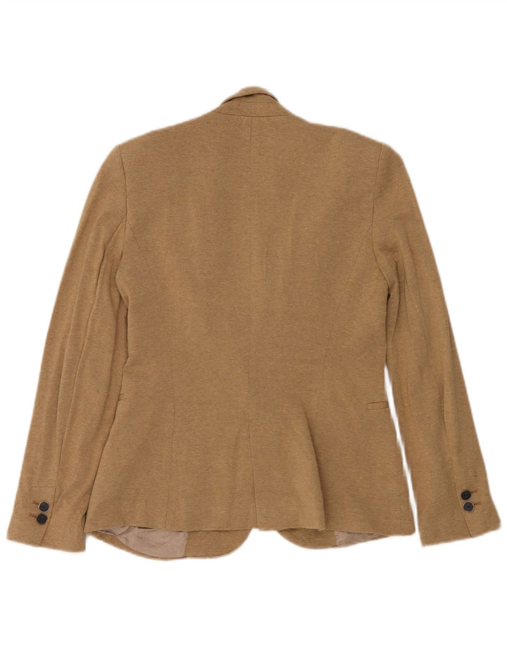 Zara Mujer Chaqueta Blazer De 1 Botón UK 10 Small Viscosa Beige