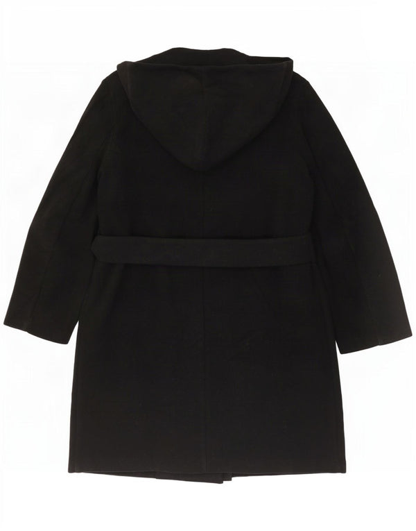 Zara Mujer Abrigo Cruzado Con Capucha ES 40 XL Poliéster Negro