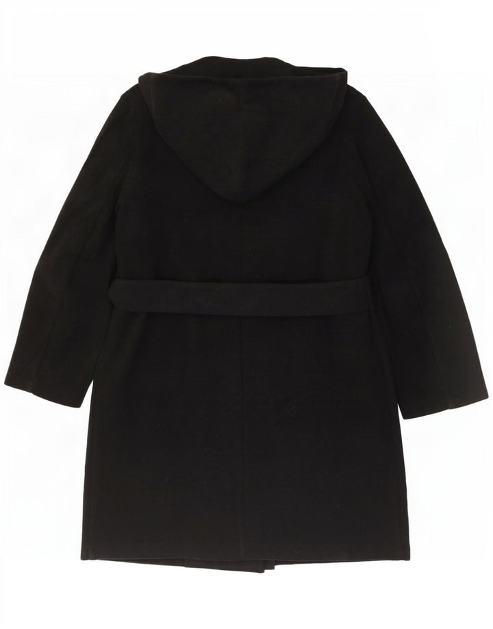 Zara Mujer Abrigo Cruzado Con Capucha ES 40 XL Poliéster Negro