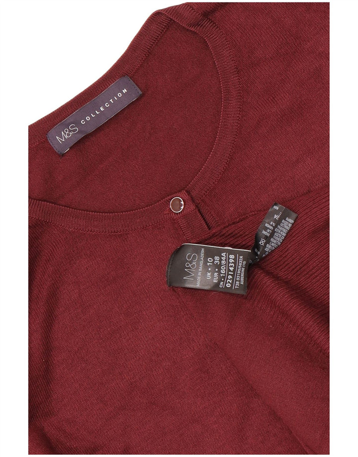 Marks & Spencer Suéter tipo cárdigan para mujer UK 10 Small Granate Viscosa