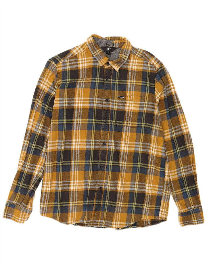 Volcom Camisa de franela de ajuste moderno de algodón a cuadros multicolores grandes para hombre