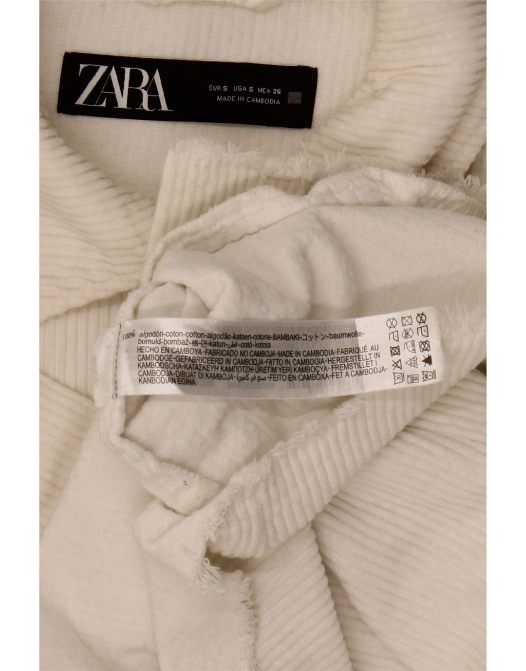 Zara Mujer Chaqueta De Pana Extragrande UK 10 Small White Cotton