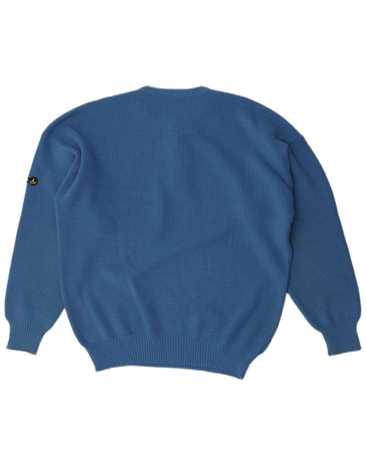Navigare Suéter tipo jersey con cuello y cremallera para hombre, talla grande, azul