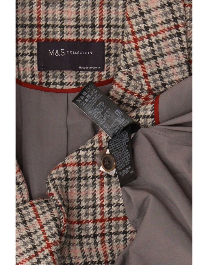 Marks & Spencer Chaqueta tipo blazer de 2 botones para mujer UK 10 Small Grey Houndstooth