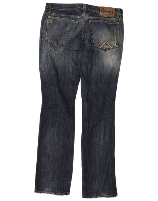 Roy Rogers Vaqueros desgastados de cintura alta para mujer IT 48 XL W34 L34 Azul