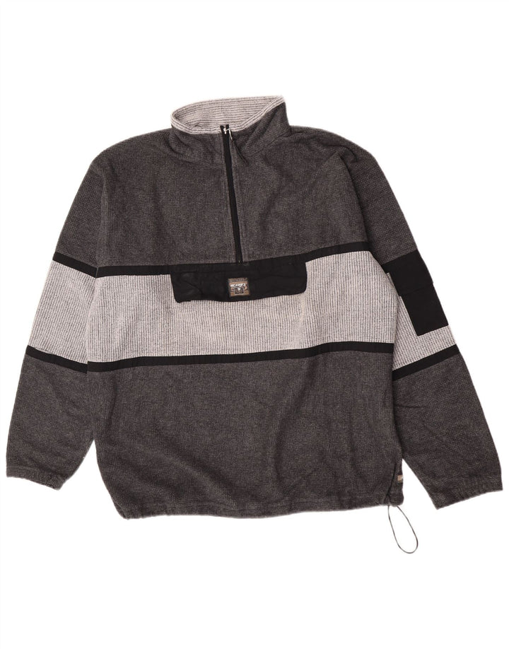 MC Kee's Jersey de forro polar con cuello y cremallera para hombre XL Gris Colorblock Poliéster