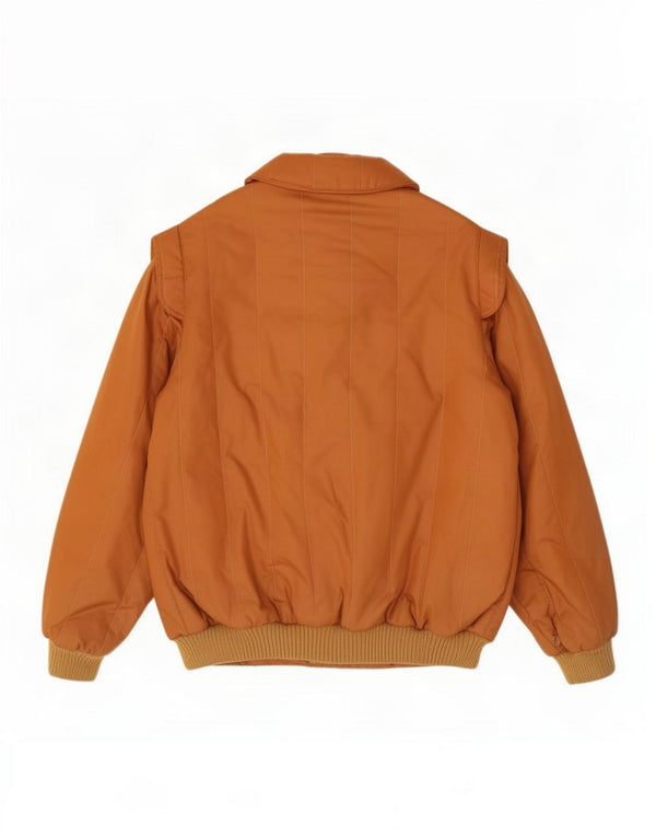 Vintage hombres bomber chaqueta IT 48 marrón medio poliéster retro