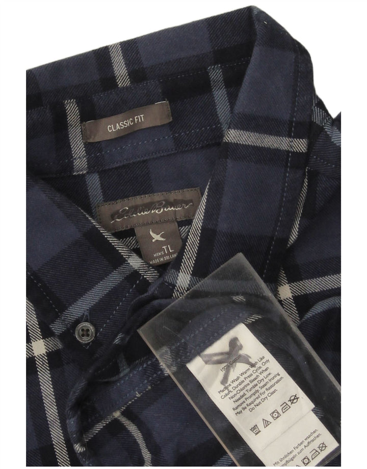 EDDIE BAUER Camisa de franela de corte clásico para hombre Algodón a cuadros azul marino grande