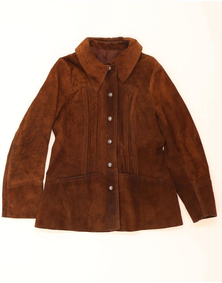 Vintage mujer ante chaqueta Reino Unido 12 marrón medio