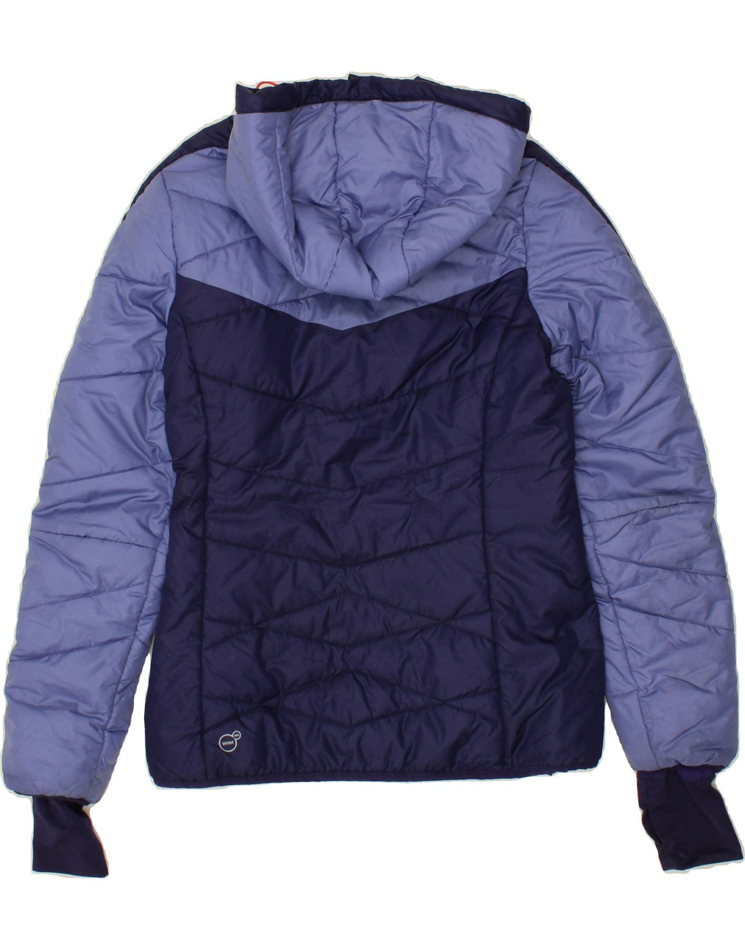 PUMA Womens Hooded Padded Jacket UK 10 Small  Navy Blue Colourblock Vintage Puma and Second-Hand Puma from Messina Hembry 