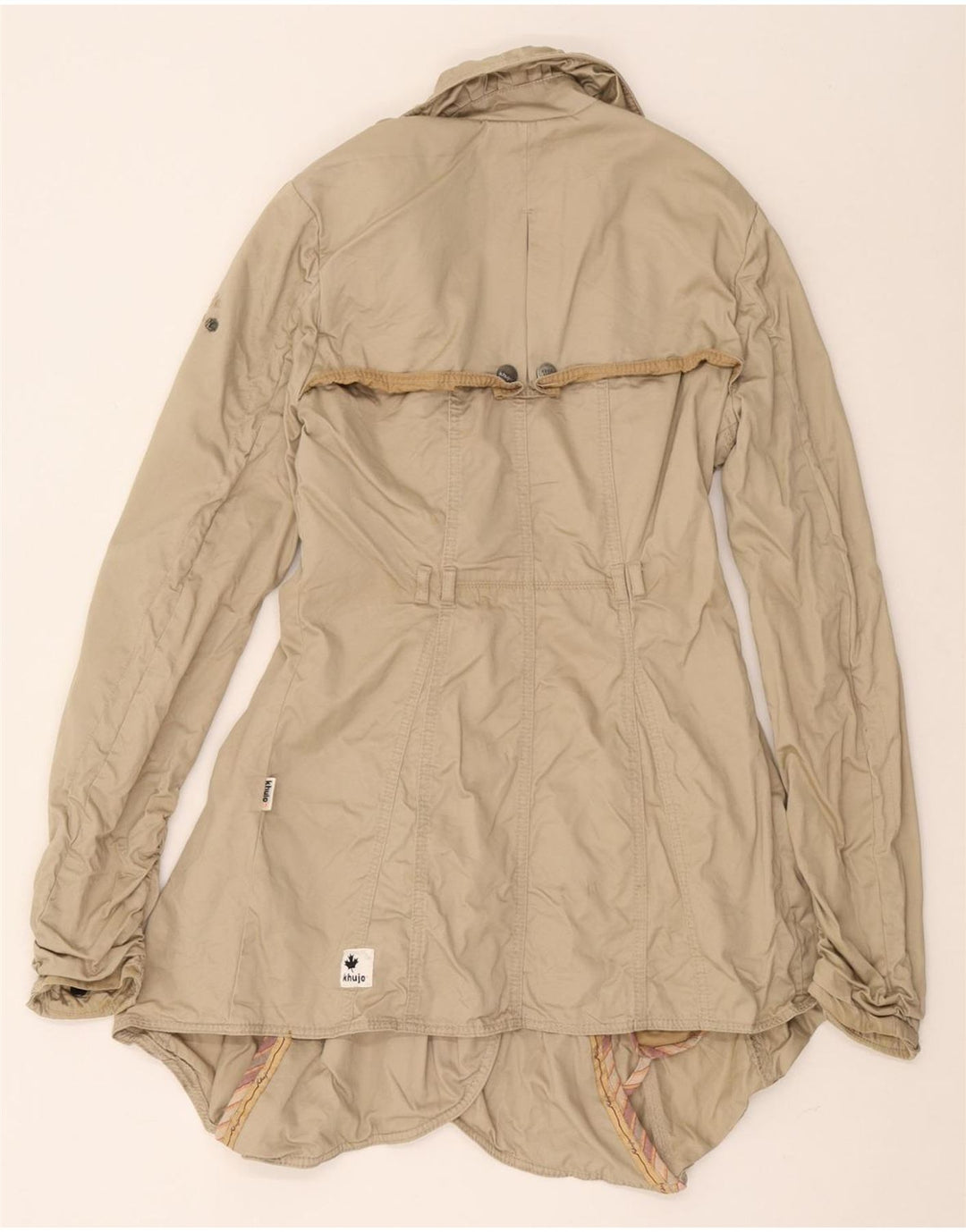 KHUJO Gabardina para mujer Reino Unido 10 Pequeño Algodón Beige